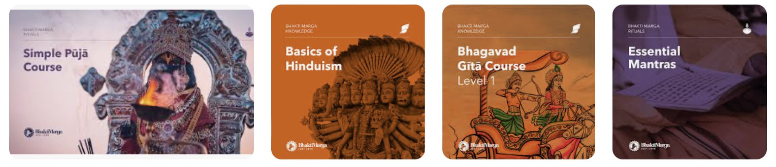 Course tiles from the Bhakti Marga Academy platform