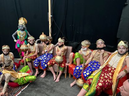 Children dressed up for a festival play